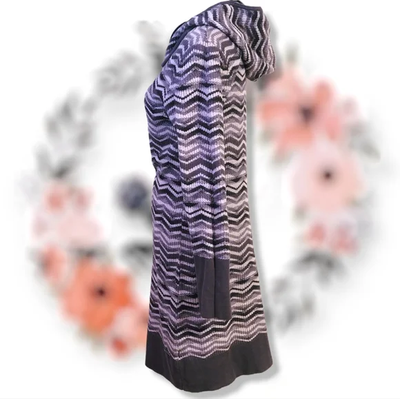 💕SOLD! Prana Meryl Gray Chevron Striped Hooded Sweater Dress size XL - Picture 6 of 8
